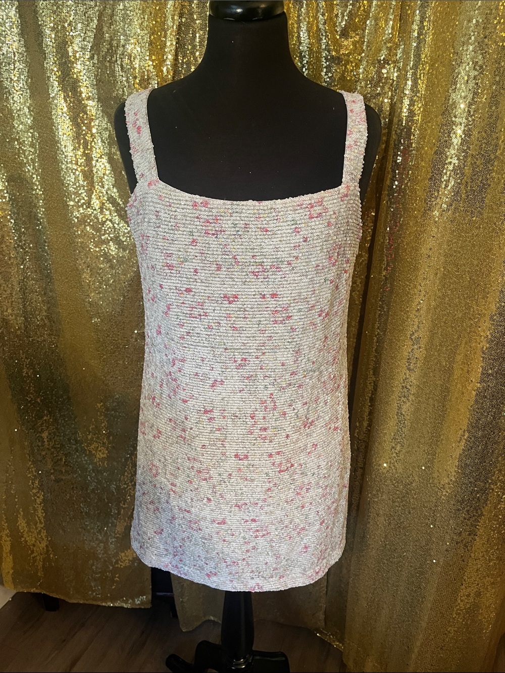 emory park Cream Slip Dress with Pink Speckle Tweed